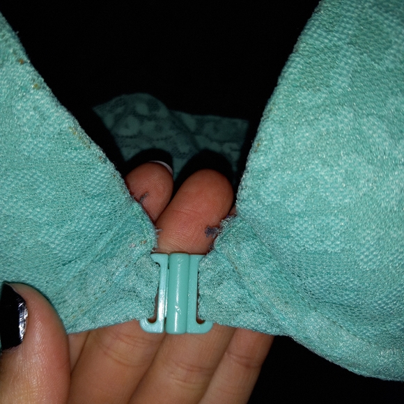 Gilly Hick, 32A, turquoise cheetah print & Navy Blue Lace up, Push em' Up Bra - Picture 3 of 11